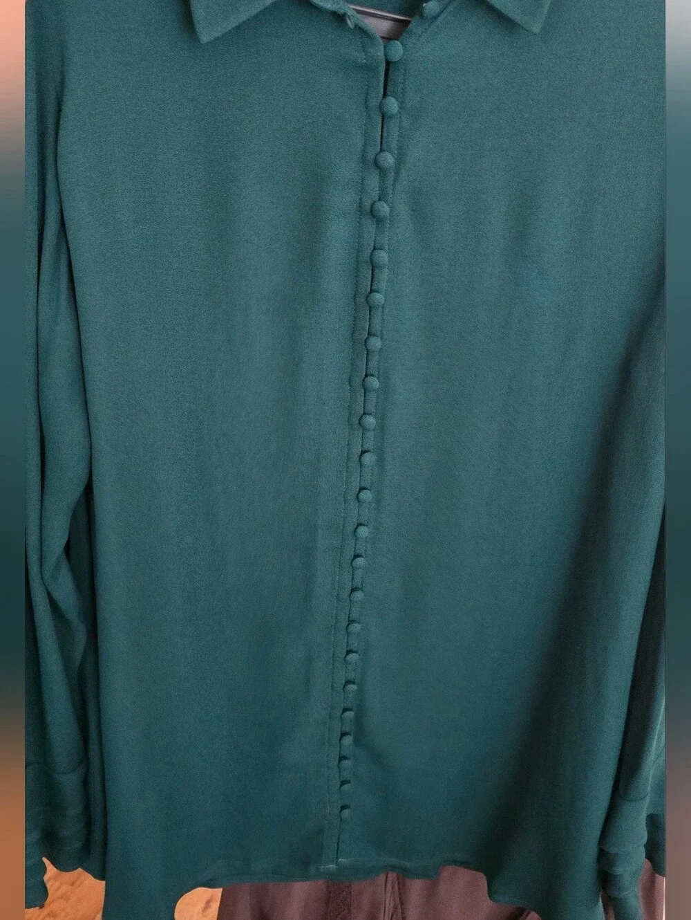 Soft Surroundings Deep Green Collared Blouse